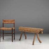 Rustic Tree Trunk Bench, France 1850s