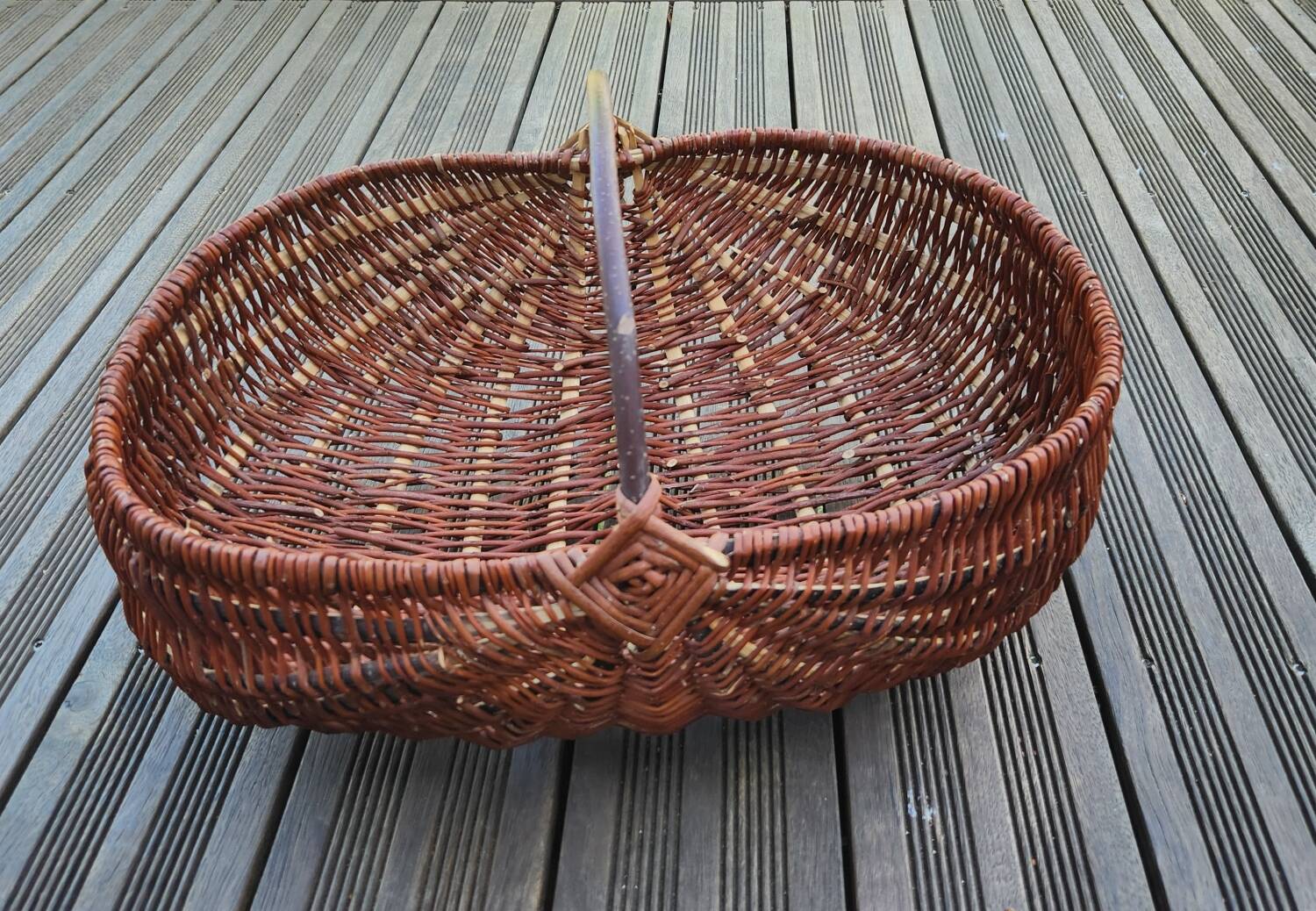 Vintage wicker gathering basket