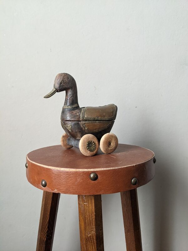 Jouet de collection vintage canard en bois