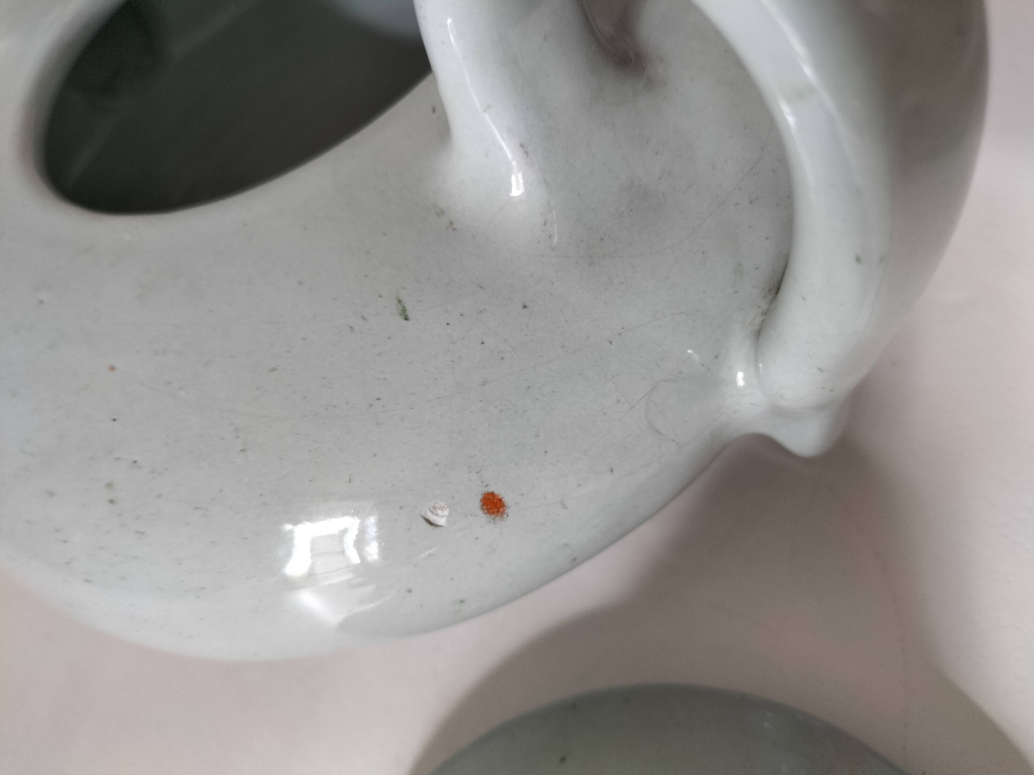 Celadon speckled glazed ceramic teapot