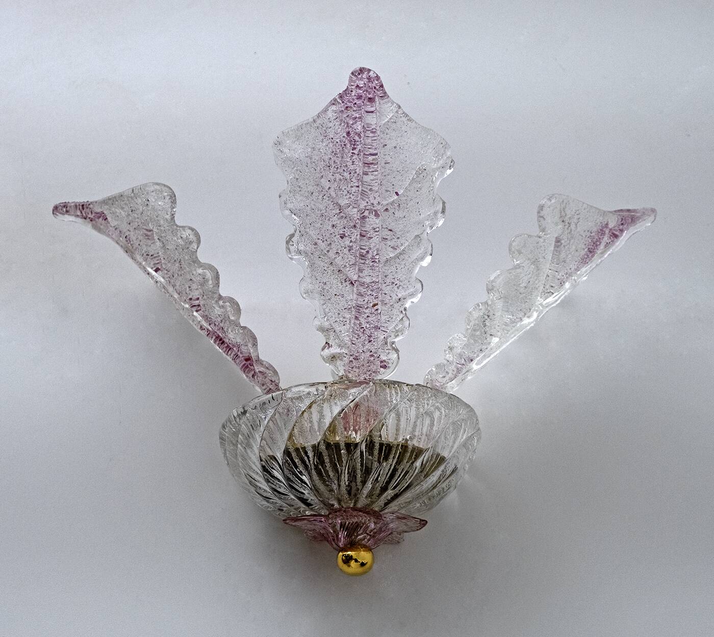 Pair of Classic Italian Murano Glass Leafs Wall Sconces, 1960s