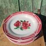 flat plates Digoin Sarreguemines Cibon – red roses decoration – vai