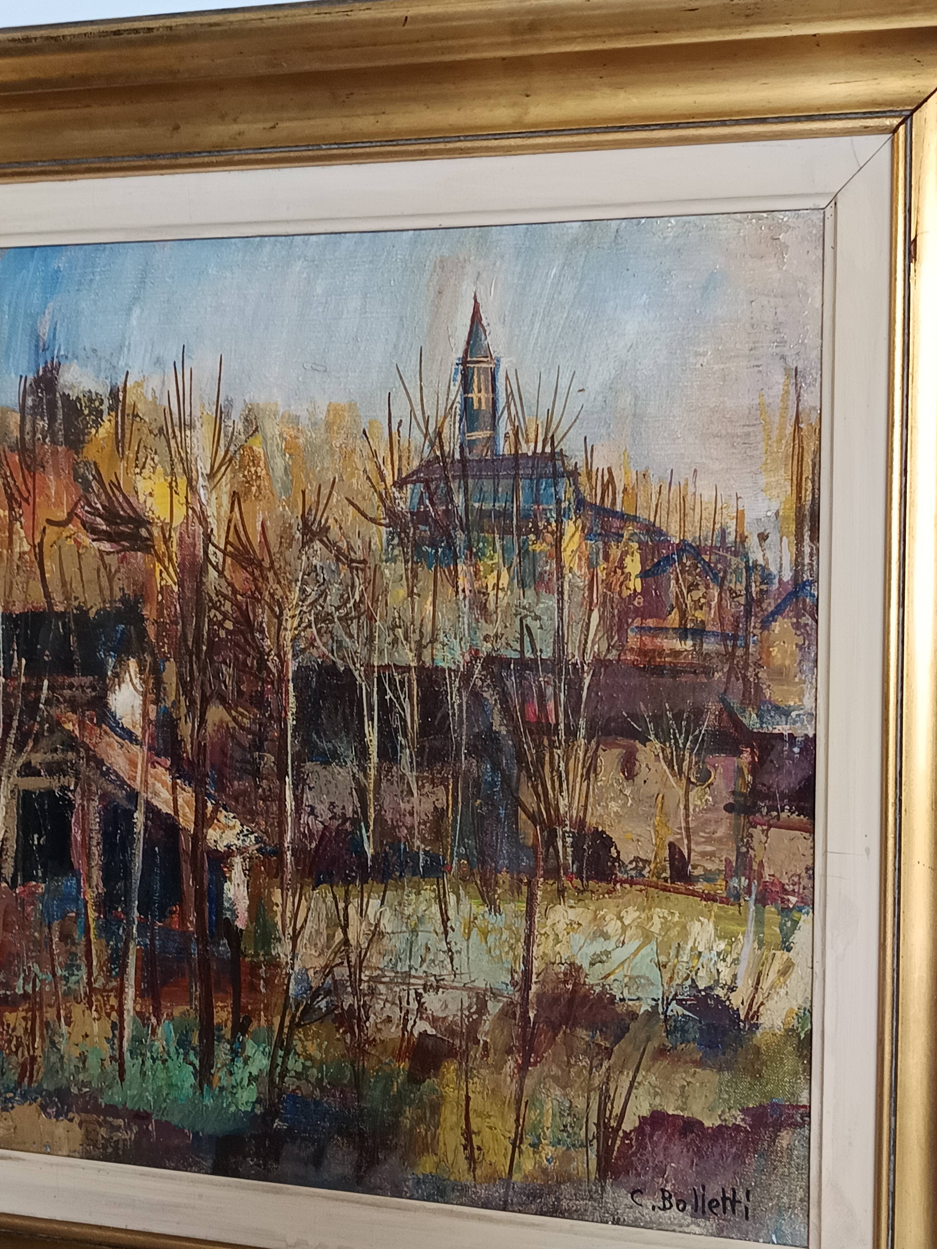 oil on canvas signed César Belotti (1914-1995) village autumn period