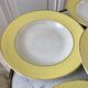 lot of 6 hollow plates Moulin des Loups textured canary yellow 50s