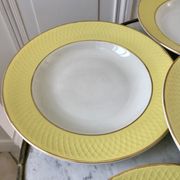 lot of 6 hollow plates Moulin des Loups textured canary yellow 50s