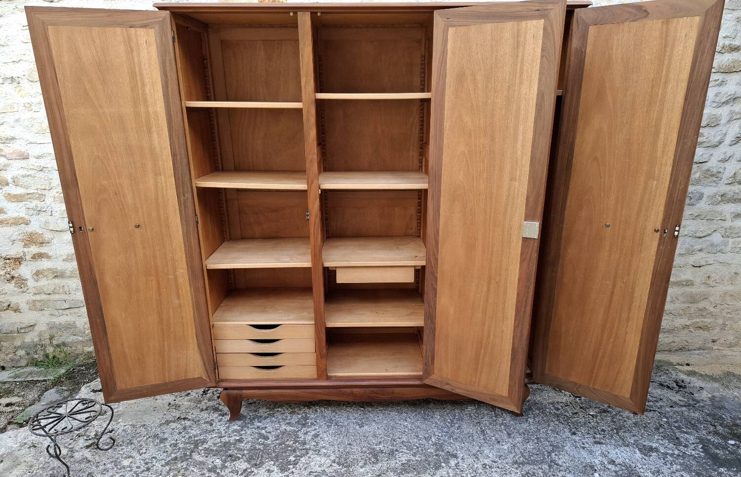3-door walnut wardrobe