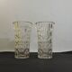 Pair of large vintage cut crystal vases – Geometric, heavy design