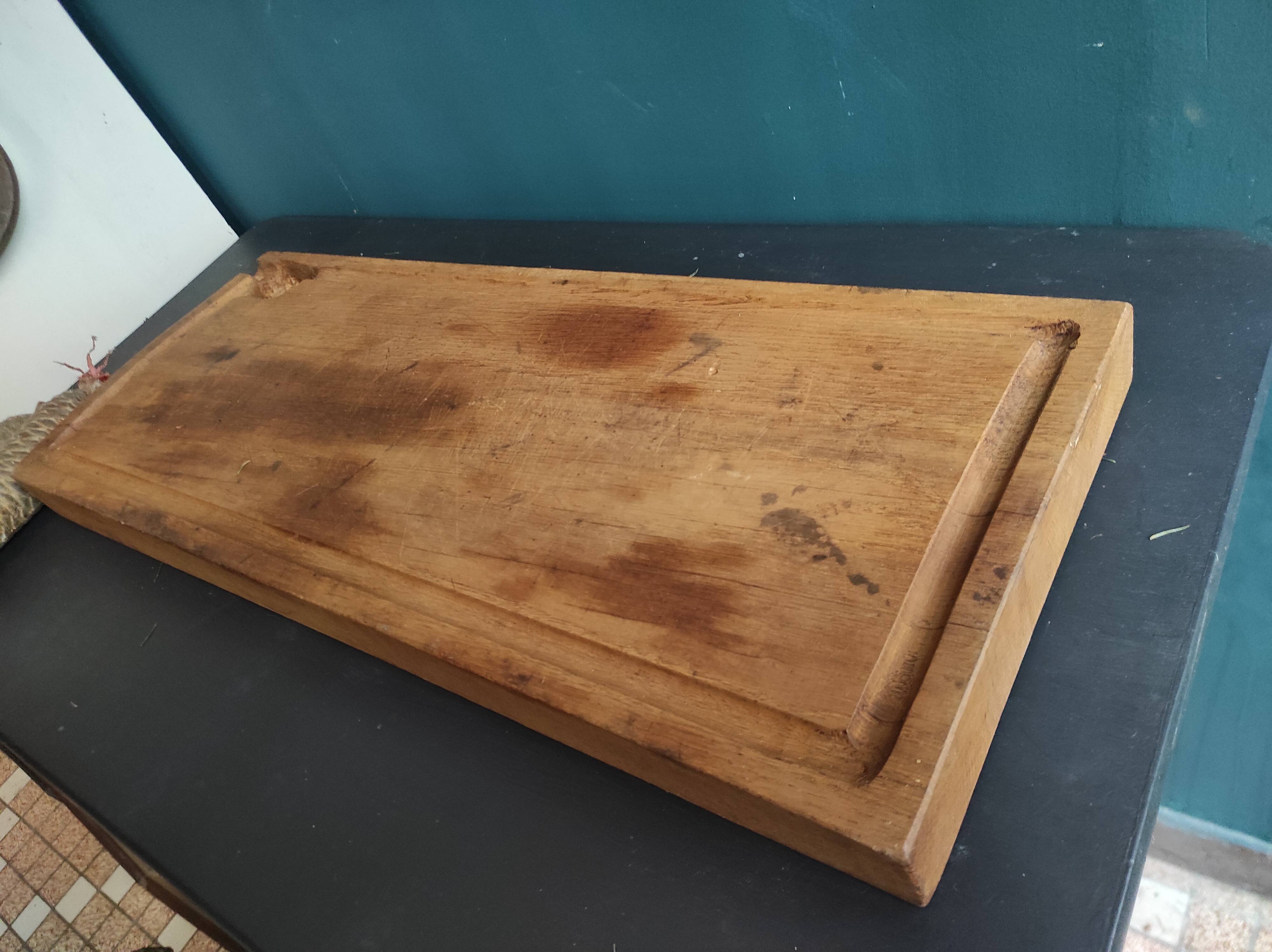 Large and heavy vintage French wooden chopping board