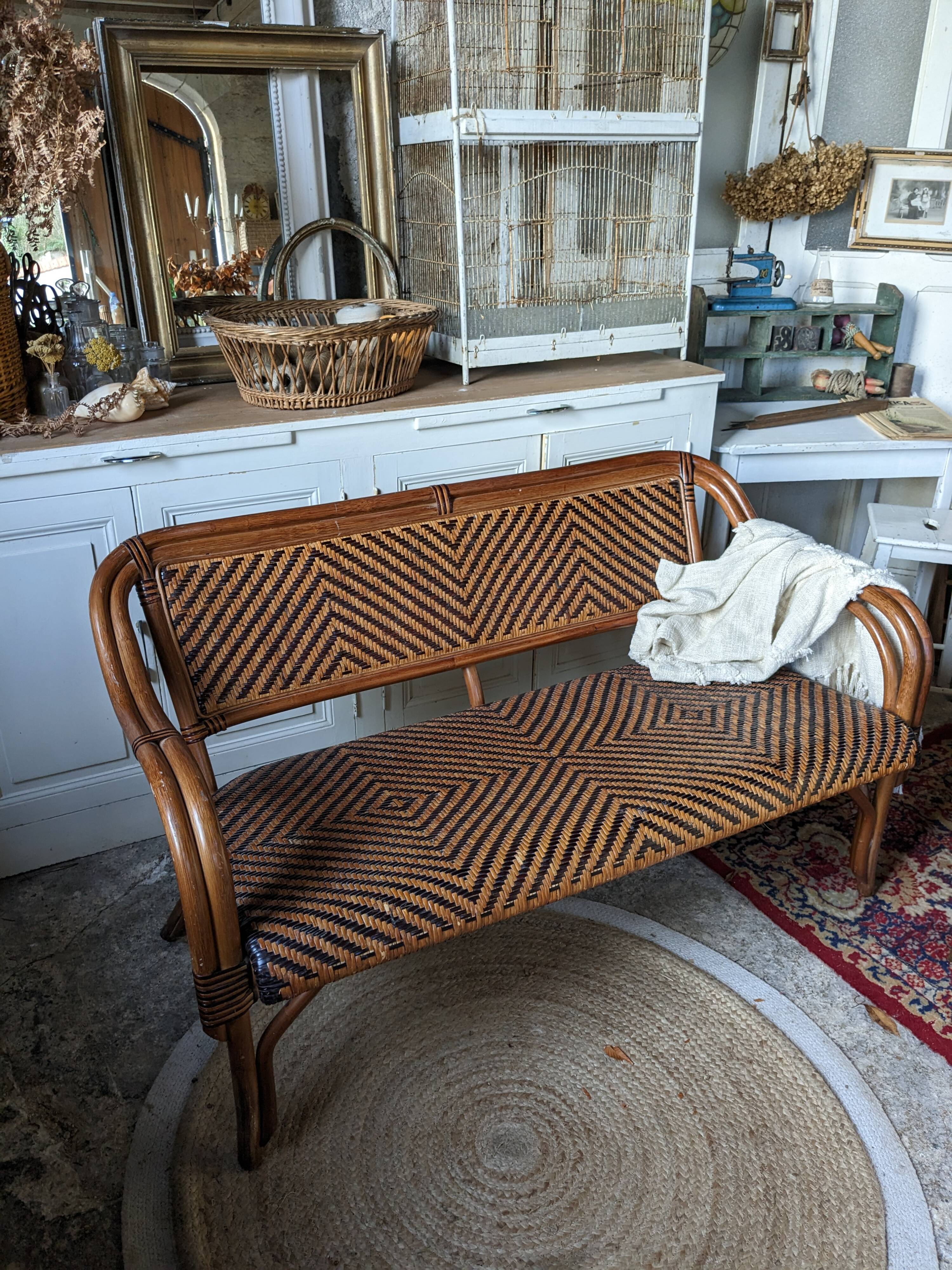 Rattan bench