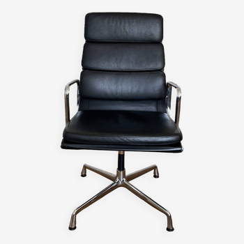 Chaise Ea-209 par Charles Eames pour Vitra - Cuir Noir