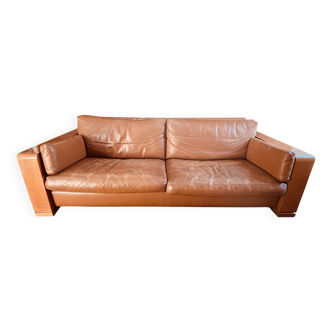 Hugues Chevalier camel leather sofa