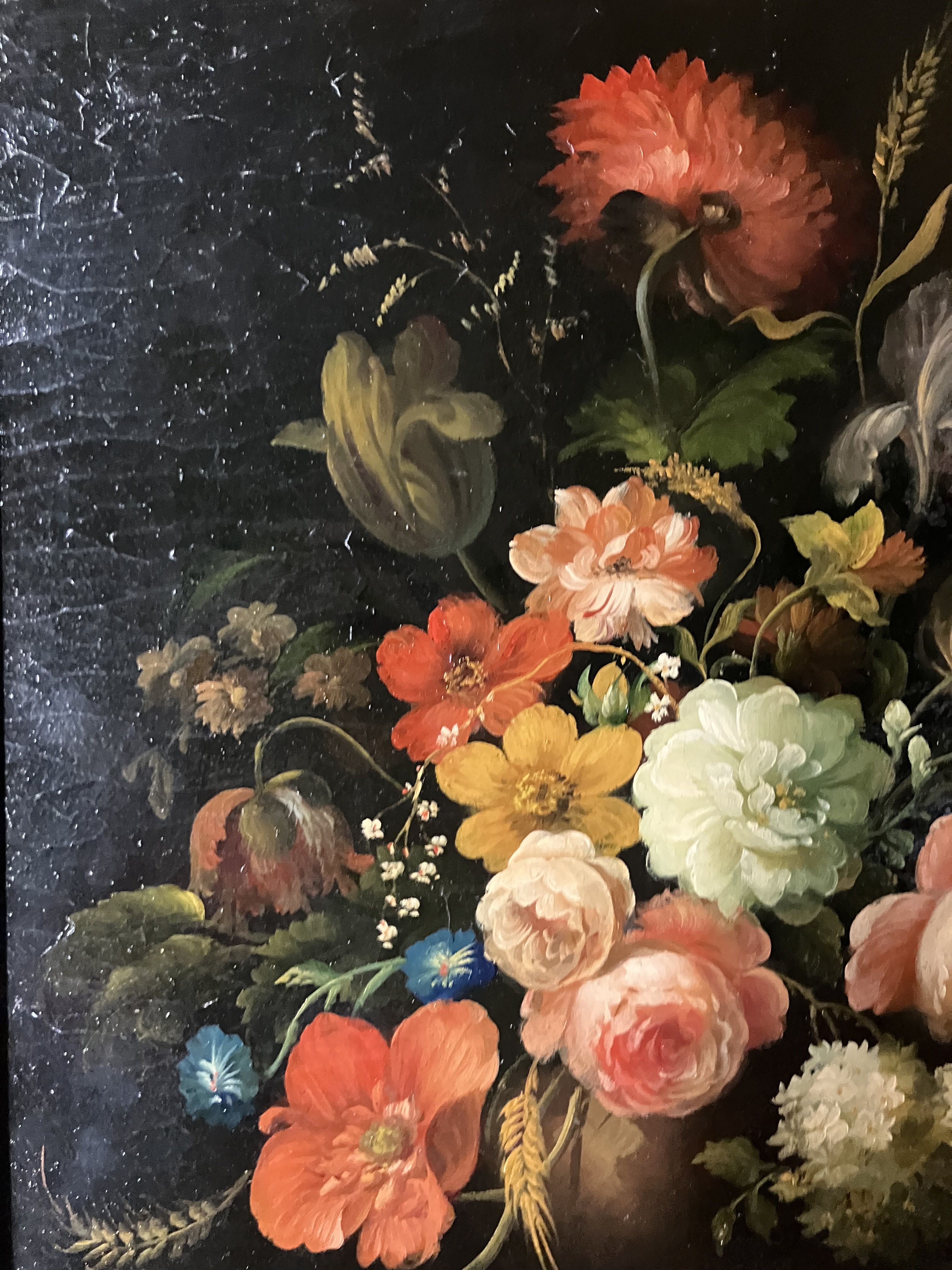 Oil on canvas still life with flower bouquet signed Jord