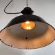 Industrial Black Enamel Factory Lamp with Cast Iron Top, 1950s