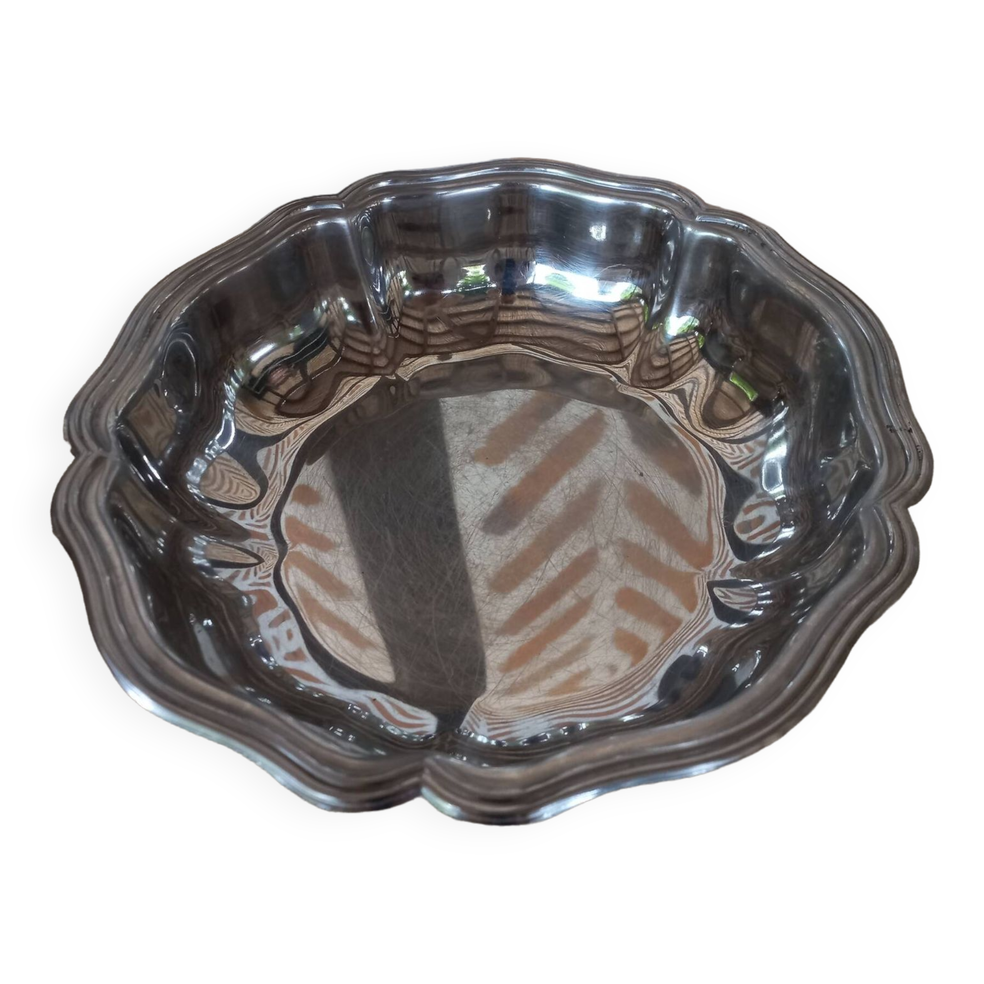 Round stainless steel dish 1970