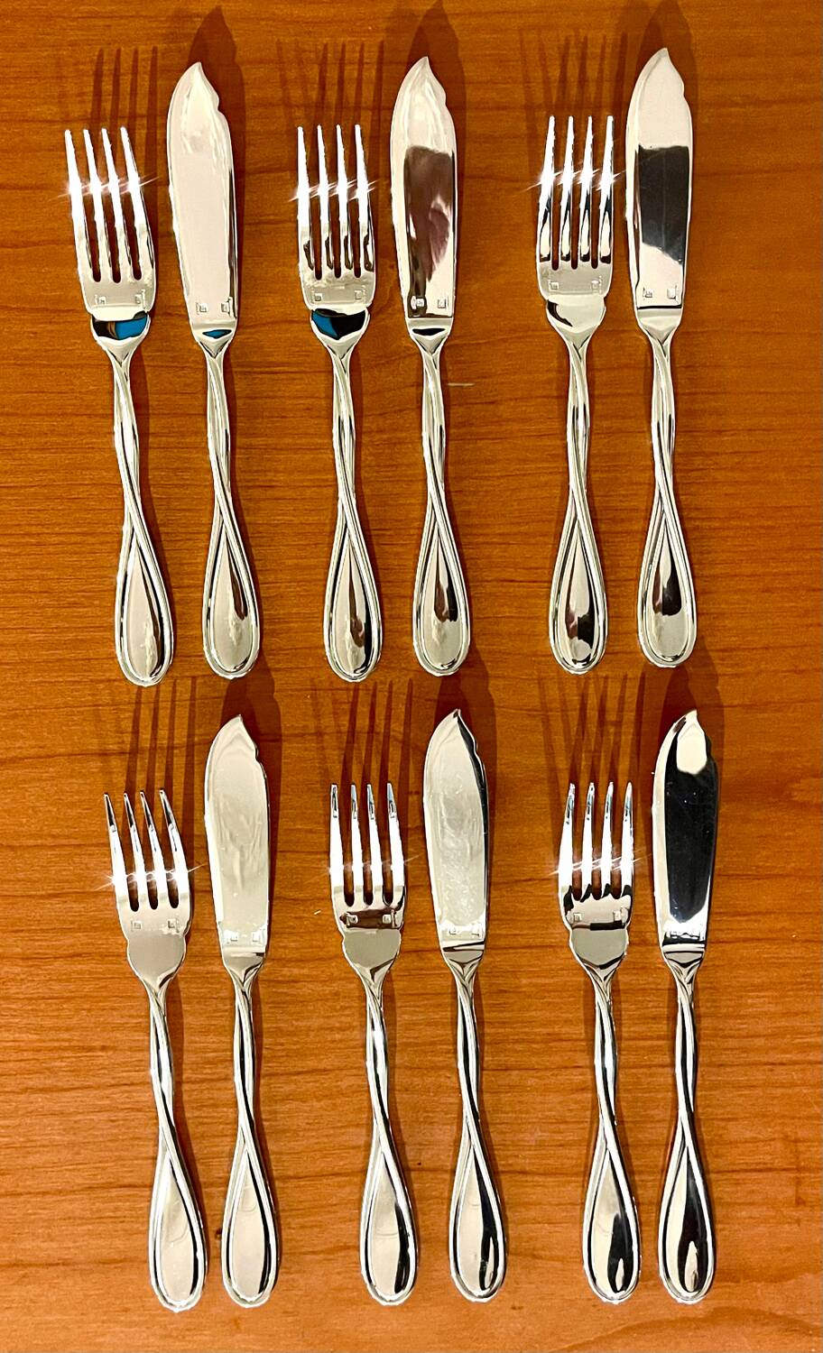 Christofle Galéa, fish cutlery, 6 forks, 6 knives.