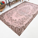 5x9 Light Pink Handmade Wool Turkish Rug 266x157Cm
