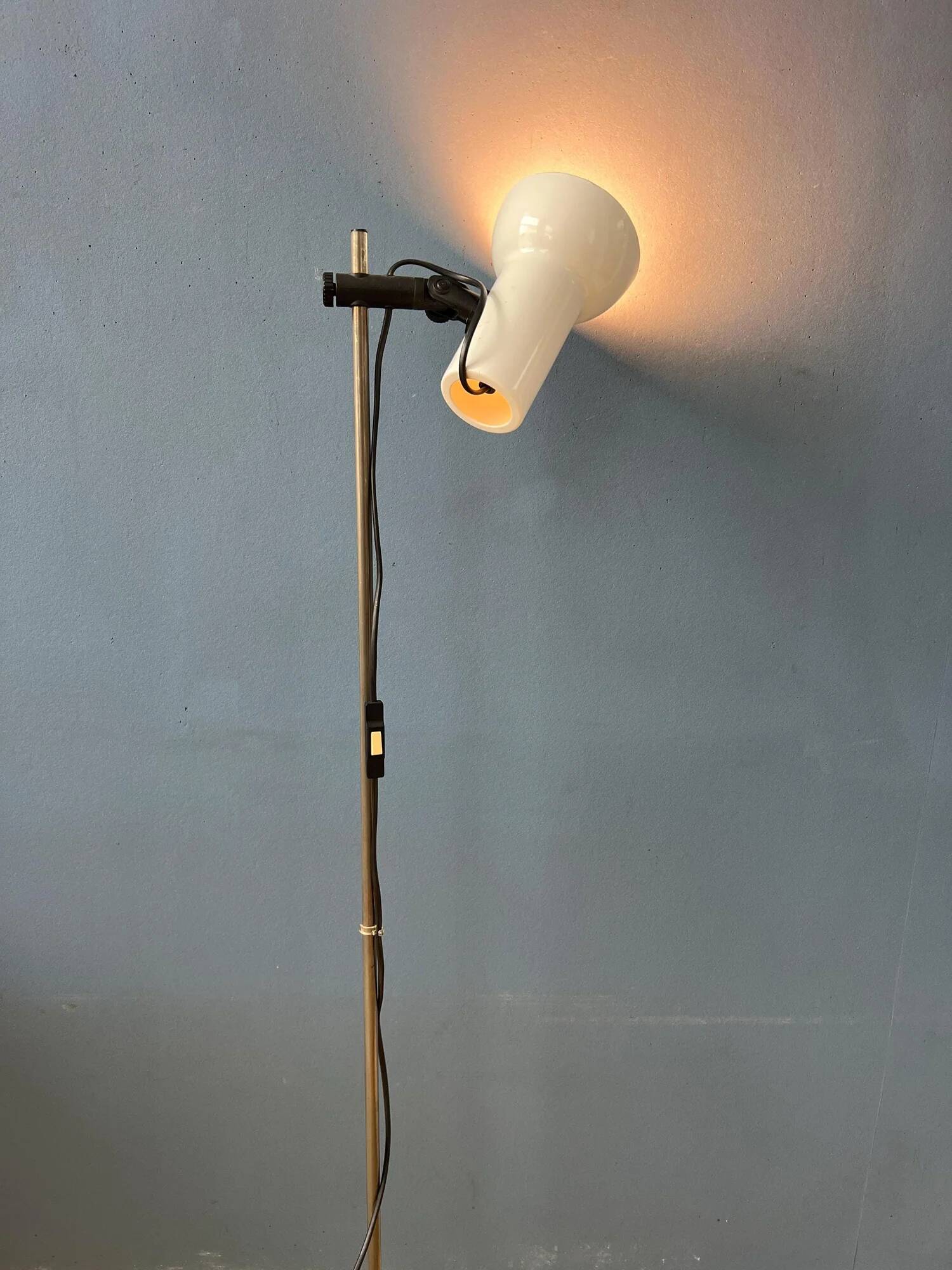 Small white mid-century floor lamp