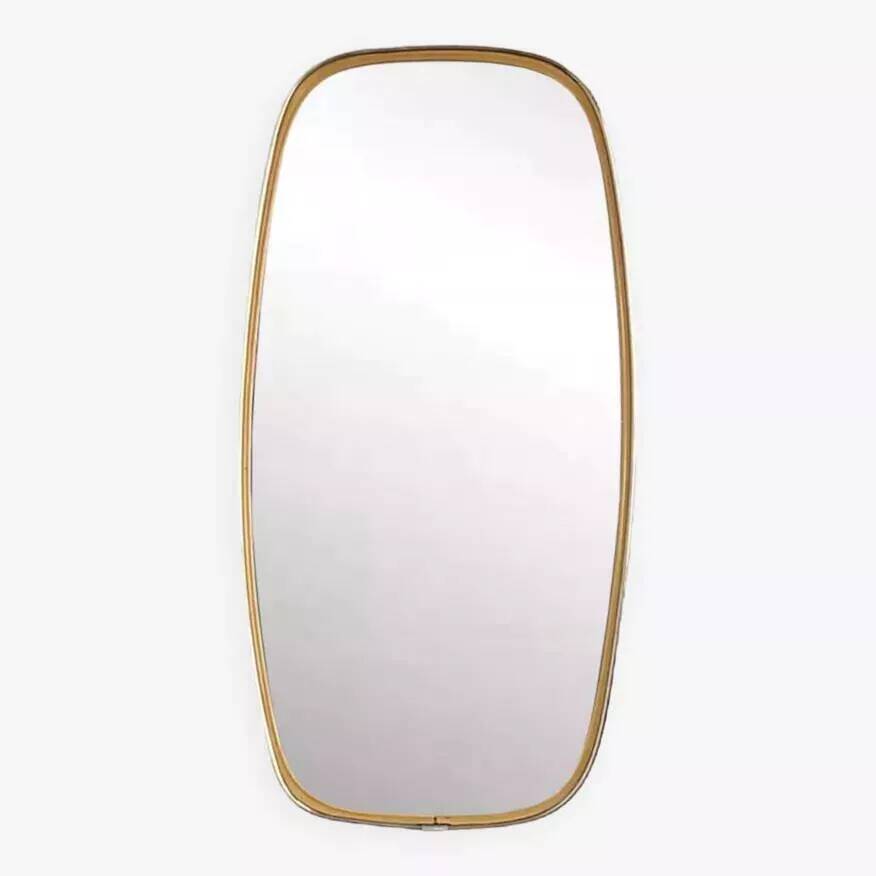 Rearview mirror and free form from the 50s - 60s on gold frame