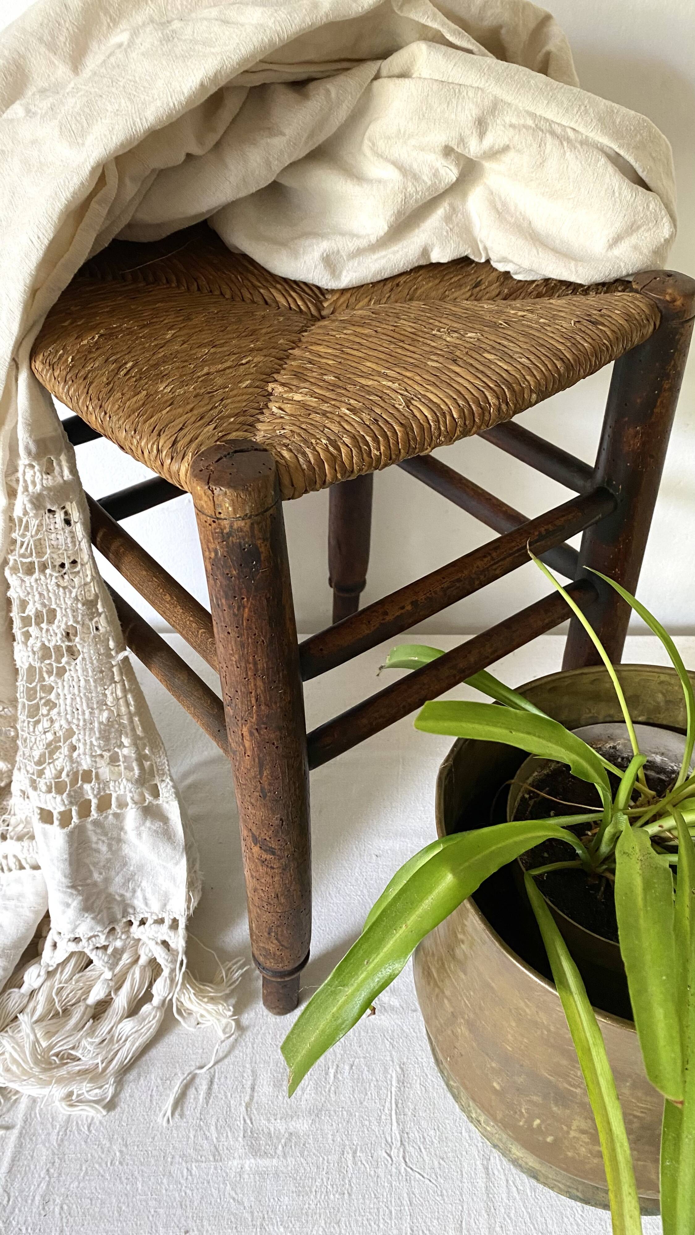 Straw and wood stool