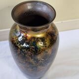 Signed églomisé glass vase, unique piece, France, circa 1980, 46 cm