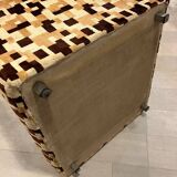 Vintage armchair from the 70s in beige and brown.