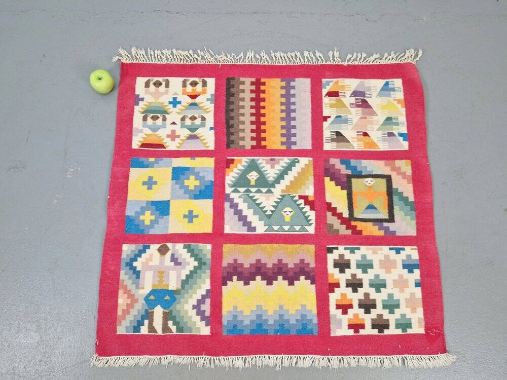 Vintage Abstract Kilim Wall Hanging Rug, 1960s