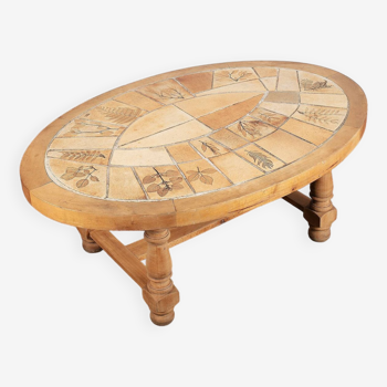 Table basse en bois et céramique Vallauris