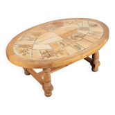 Vallauris wooden and ceramic coffee table