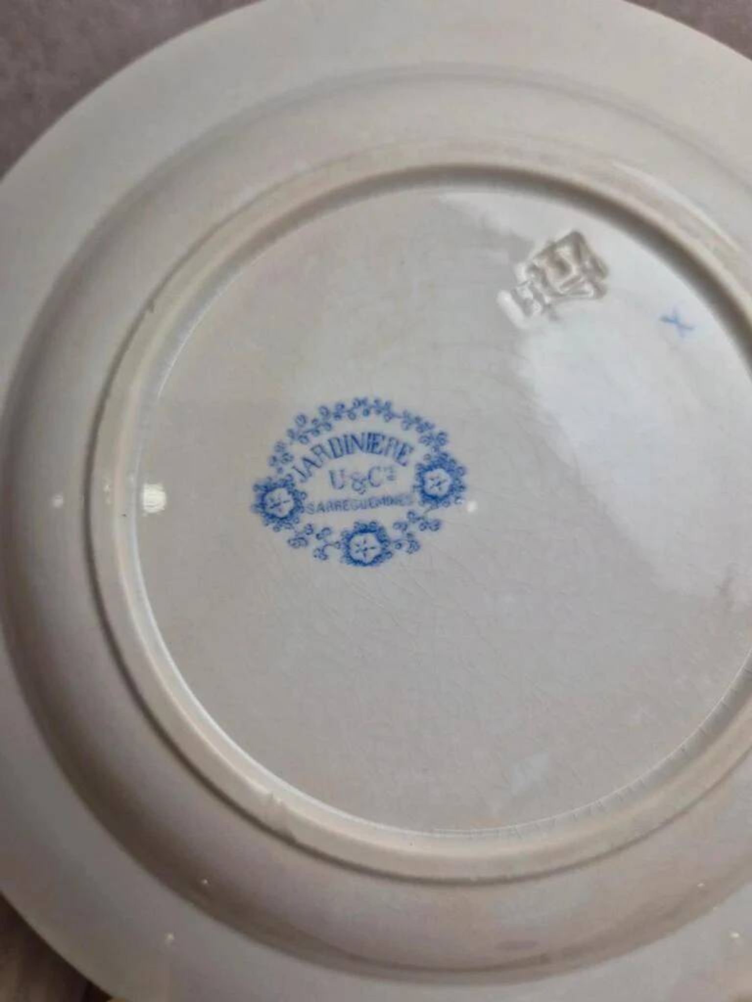 Set of 2 deep plates in Sarreguemines ironstone – Jardinière model – Various decorations