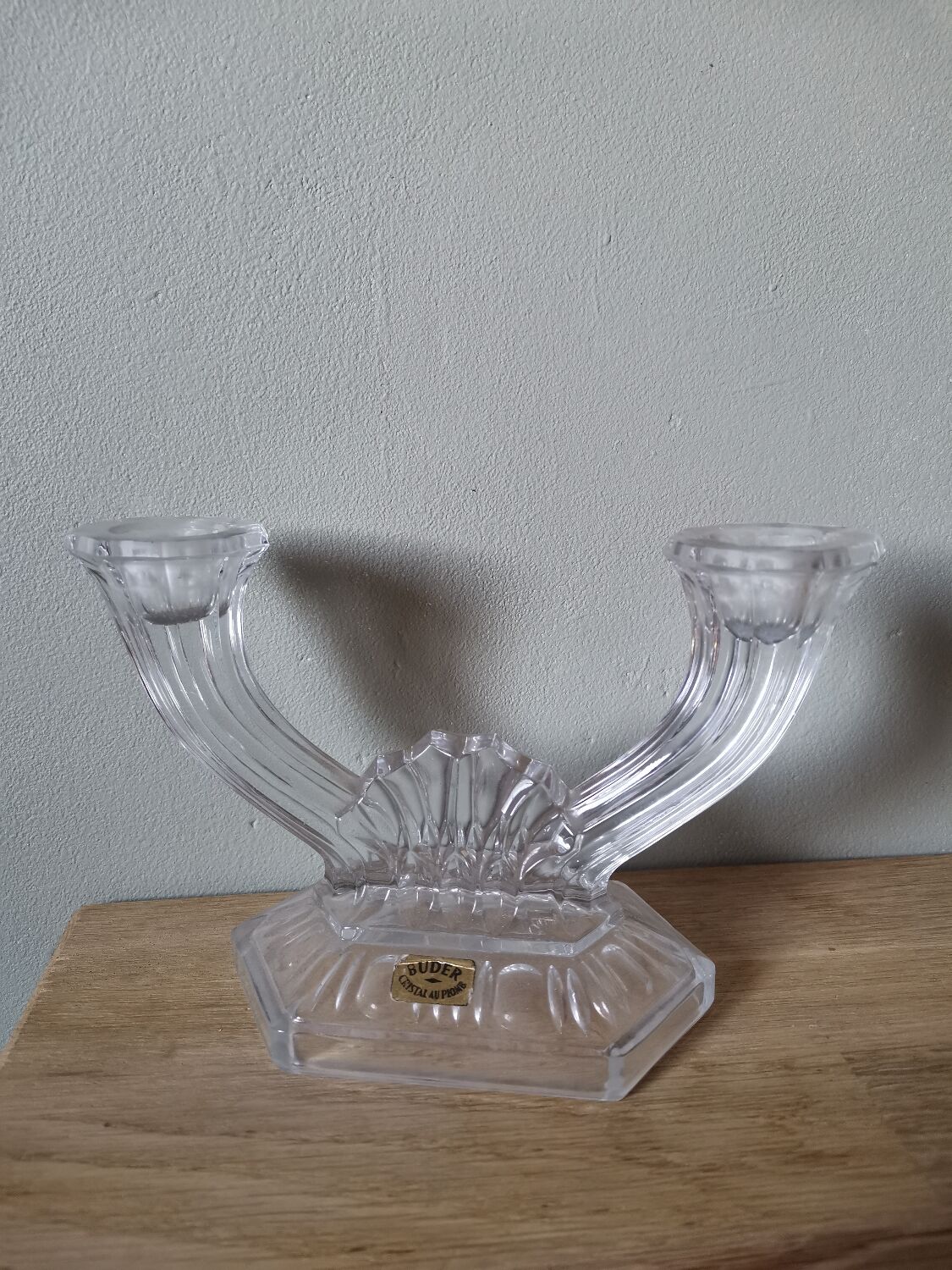 Bougeoir 2 branches en cristal buder vintage