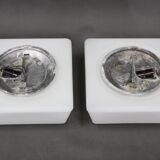 1970s Pair of Milky Glass Square Ceiling Lights, Czechoslovakia