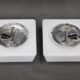 1970s Pair of Milky Glass Square Ceiling Lights, Czechoslovakia