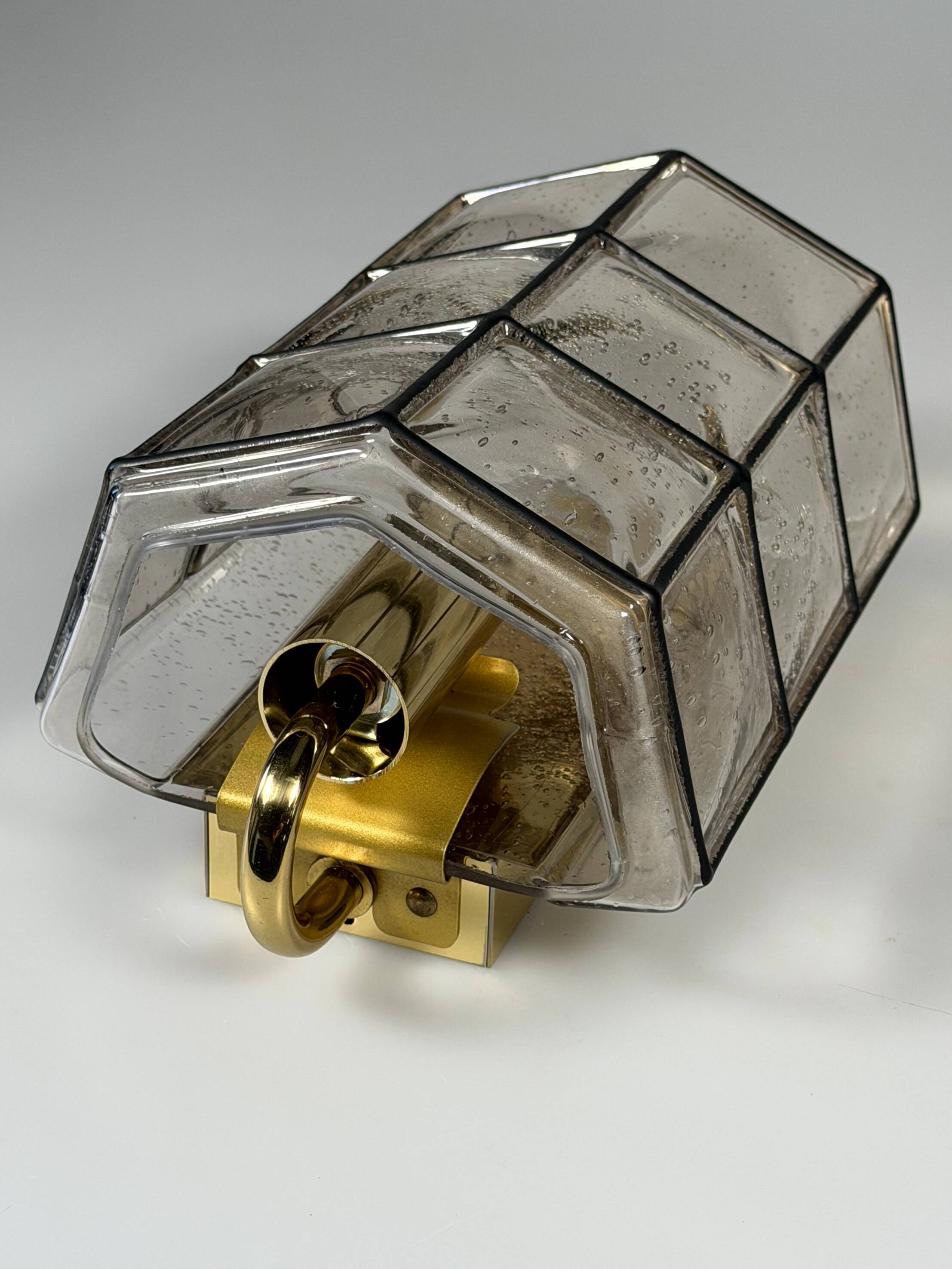 60s 70s Wall Lamp Wall Sconce Glashütte Limburg Germany Glass & Metal