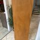 1950s oak office storage cabinet with curtains.