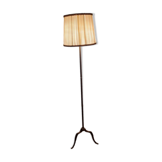 Brass tripod floor lamp with lampshade