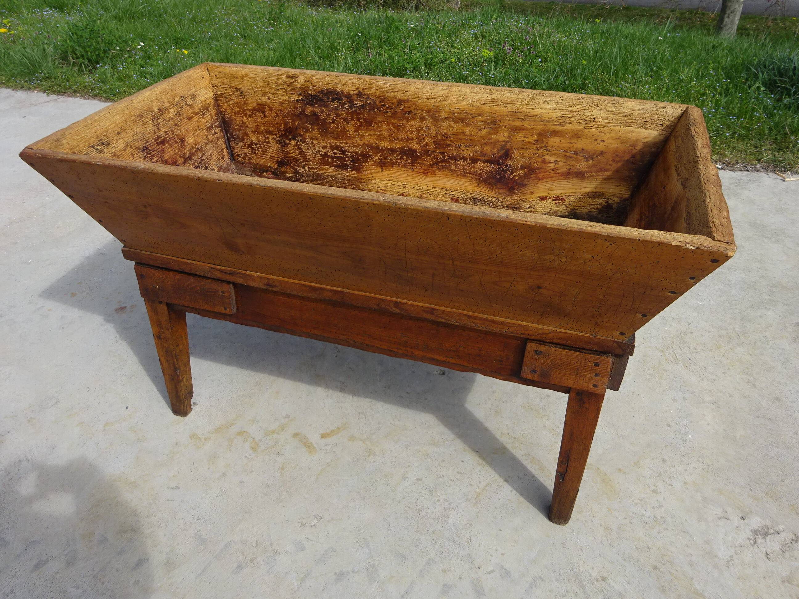 Antique kneading trough made of solid oak