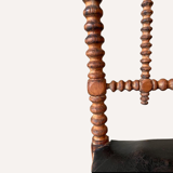 French bobbin chair with leather seat, ca 1850-1860