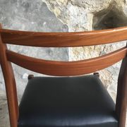 Pair of Scandinavian chairs Ameublement NF black imitation leather and teak - 1960