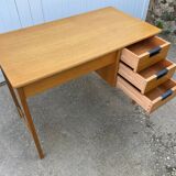 Scandinavian desk in light teak wood with 3 + 1 drawers, vintage from the 60s