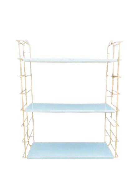 Vintage modular wall shelf, metal and brass, circa 1960s