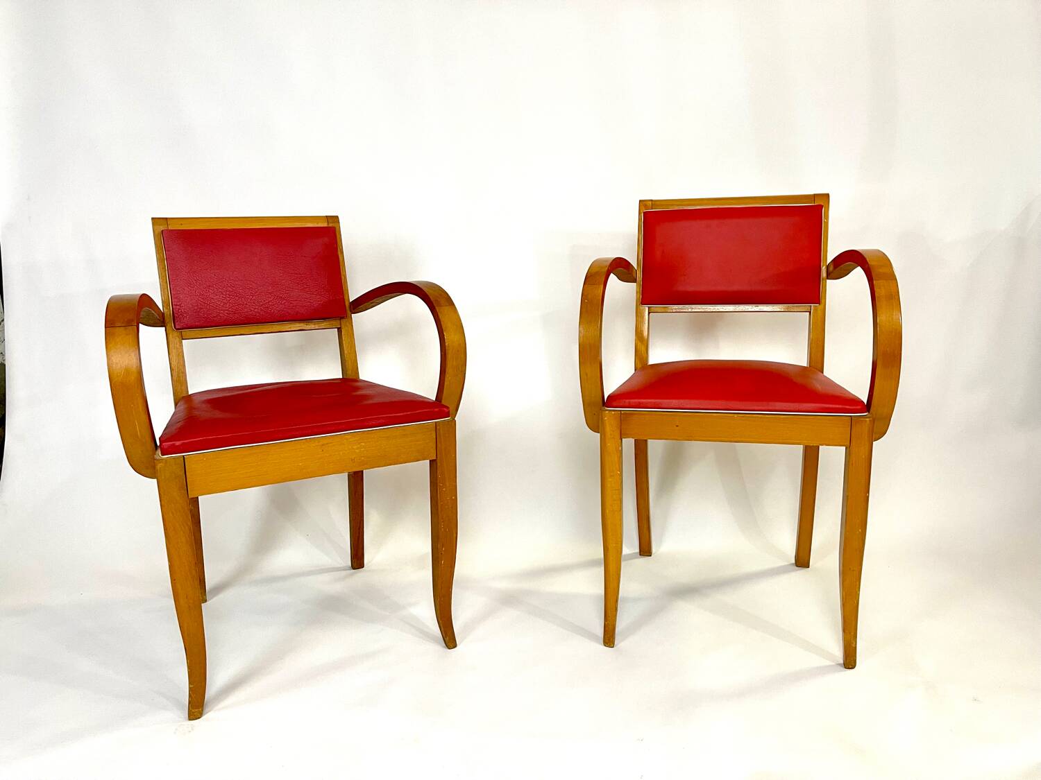 Pair of 50s Red Bridge Armchairs
