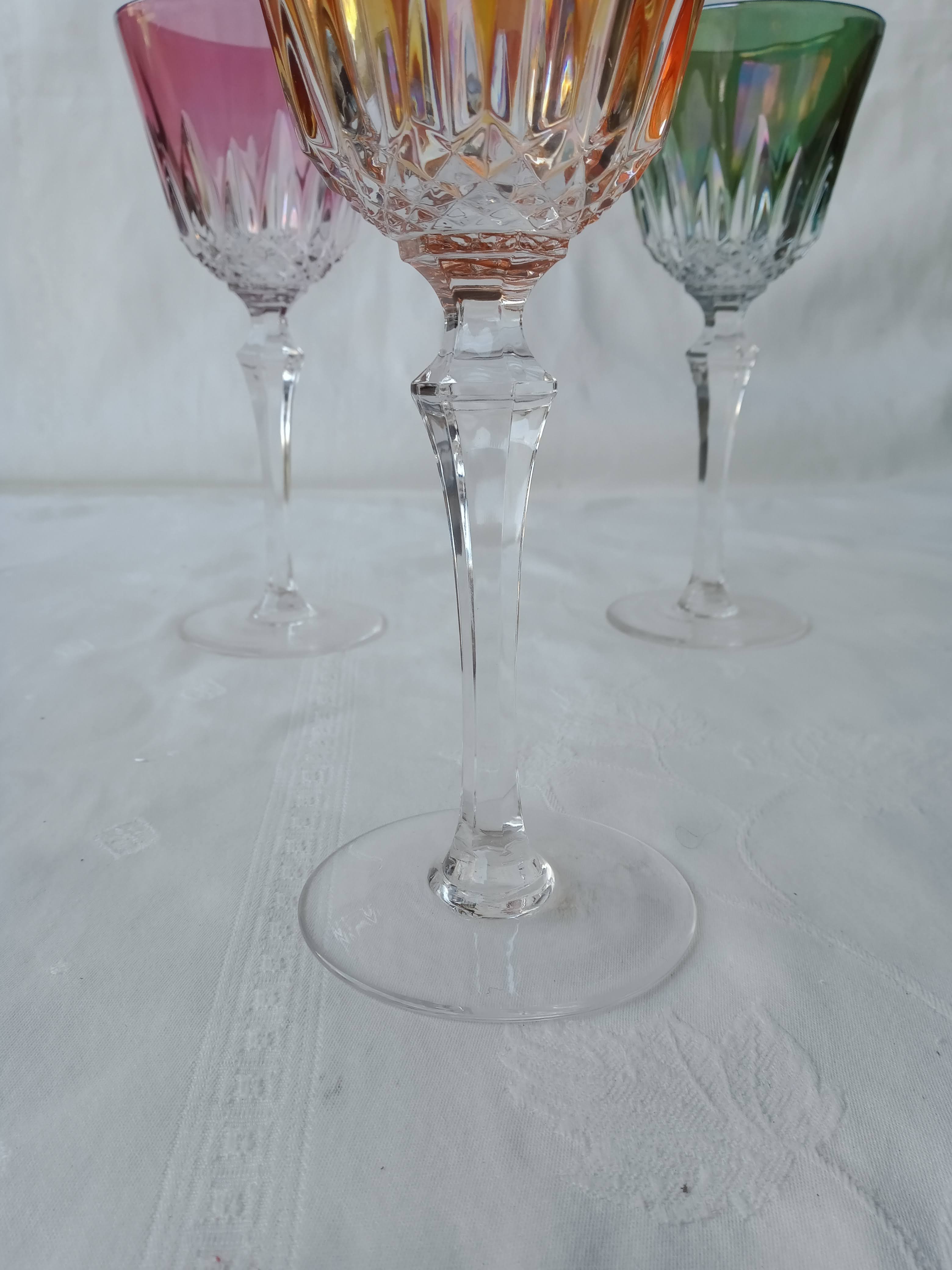 Colored crystal foot glasses