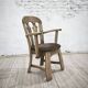 Dutch brutalist solid oak armchair with reupholstered leather seat, 1970s