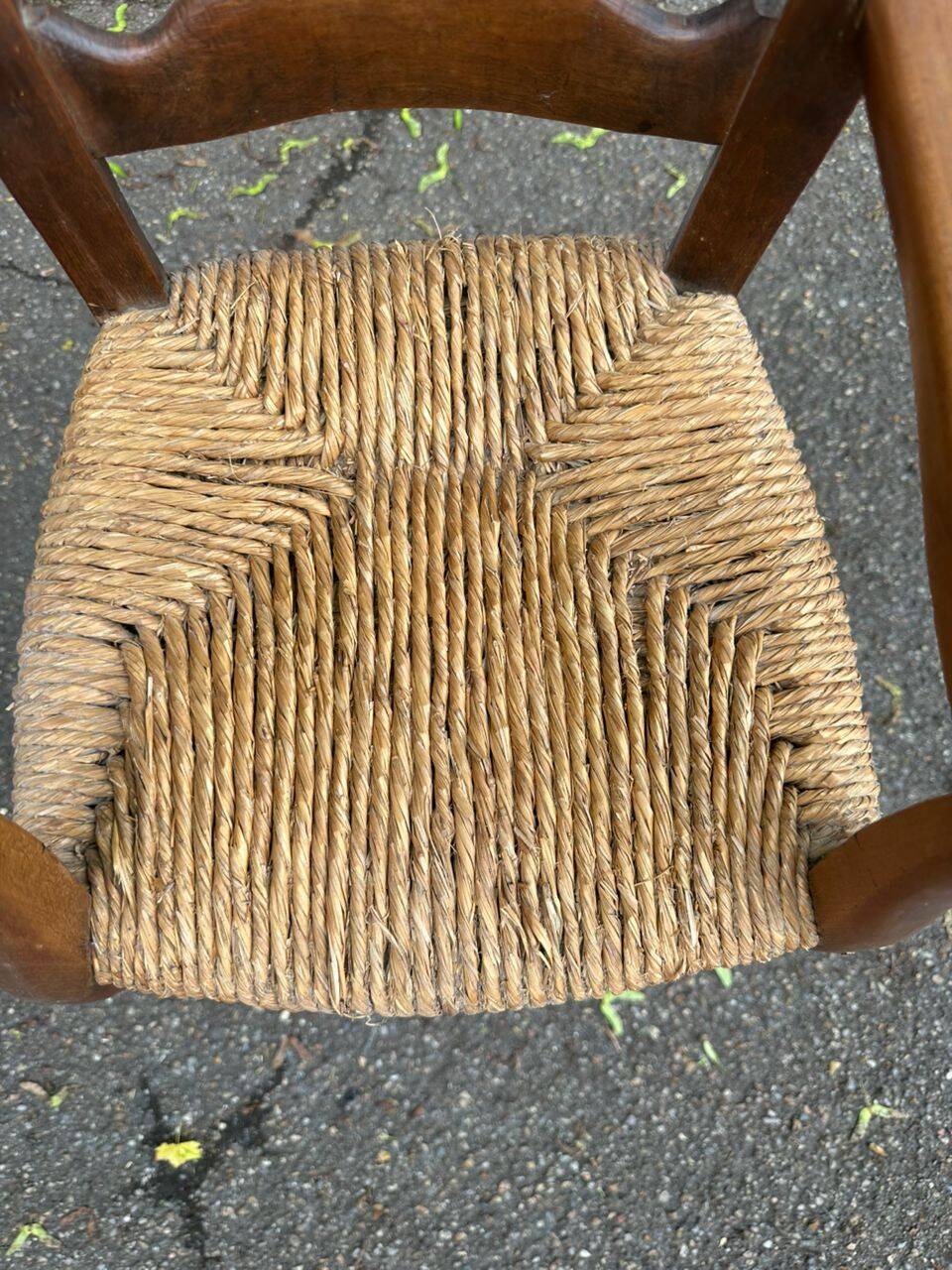 Chaise haute pour enfant en bois massif et paille, XIXème s.