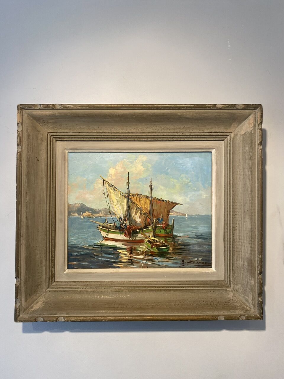 Old painting, Marine, signed B Franco, 50s/70s