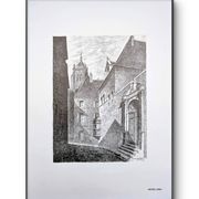Hôtel-Dieu, Dole, Jura, vintage engraving, printed in 1950.