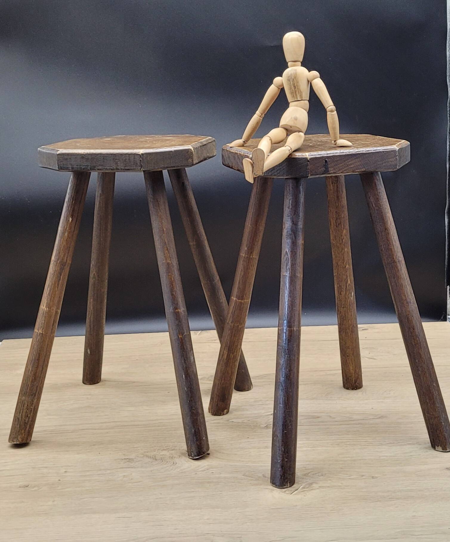 Pair of low solid stools