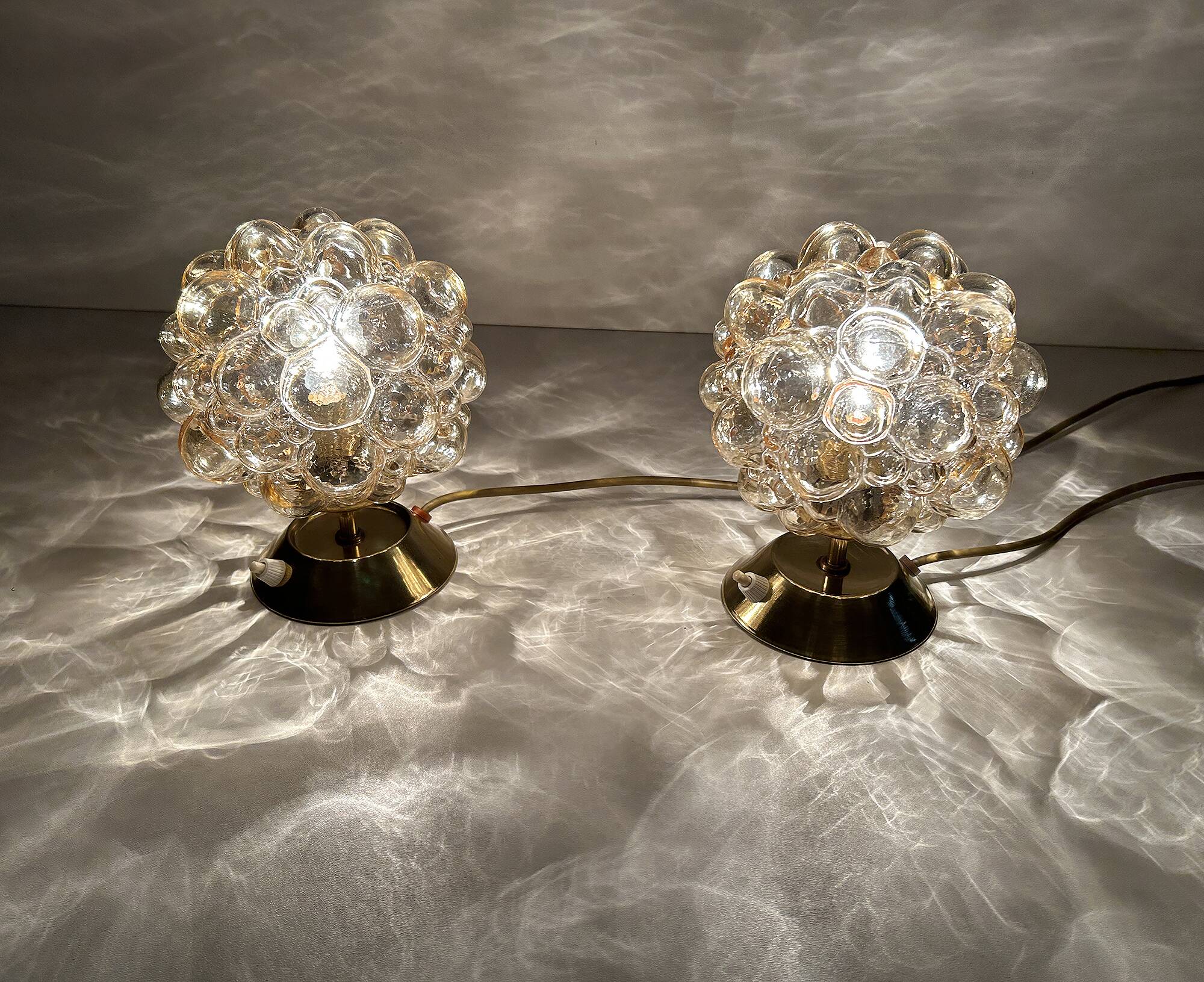 Pair of Limburg Bubble Glass Lamps