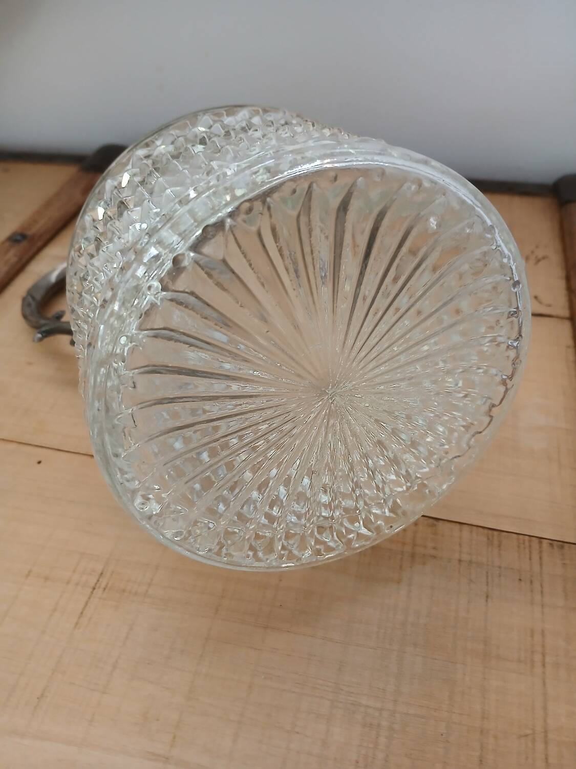 Antique pewter and glass carafe