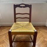 Low chair in wood and woven straw